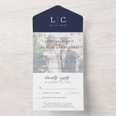 シックモダンモノグラム写真RSVPネイビーブルー結婚ズ オールインワン招待状 (内側)
