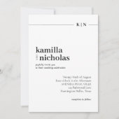 シックモダンモノグラム写結婚真 招待状 (正面)