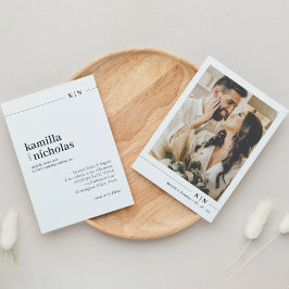 シックモダンモノグラム写結婚真 招待状