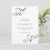 シックモダンモノグラム白黒結婚ズ 招待状 (スタンド正面)