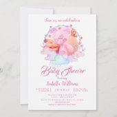 シックモダンユニコーン水の色の女の子ベビーシャワー 招待状 (正面)