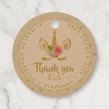 シックモダンユニコーン顔金ゴールドありがとうお名前