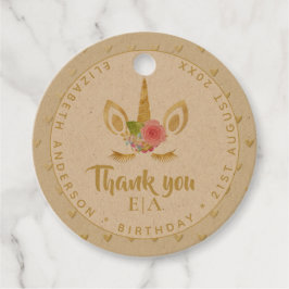 シックモダンユニコーン顔金ゴールドありがとうお名前 フェイバータグ