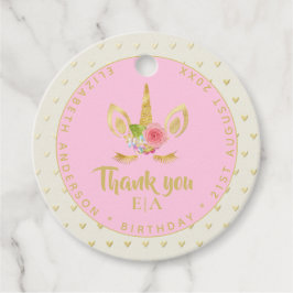 シックモダンユニコーン顔金ゴールドありがとうお名前 フェイバータグ