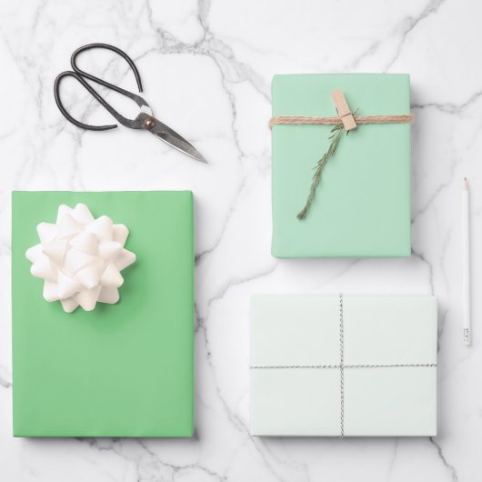 シックモダンライトグリーシンプルンド無地のシェード ラッピングペーパーシート (正面)