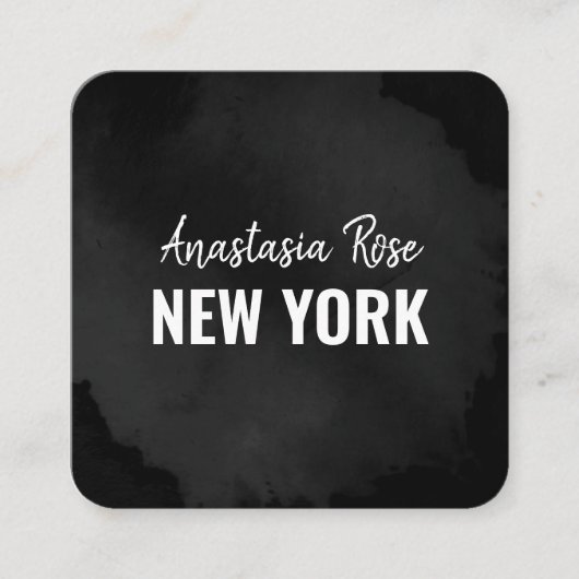 シックモダンラグジュアリープレーンブラックシンプルミニマリスト スクエア名刺 (正面)