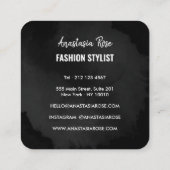 シックモダンラグジュアリープレーンブラックシンプルミニマリスト スクエア名刺 (裏面)