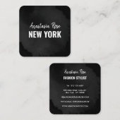 シックモダンラグジュアリープレーンブラックシンプルミニマリスト スクエア名刺 (正面/裏面)