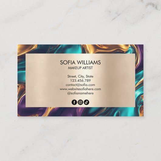 シックモダンラグジュアリー金ゴールドメイクアップアーティスト美しいサロン 名刺 (裏面)