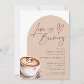 シックモダンラブイズブルーイングコーヒーブライダルシャワー 招待状 (正面)