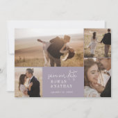 シックモダンラベンダーパープルフォトコラージュ セーブザデート (正面)