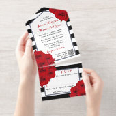 シックモダンラ結婚ックスの実在シルバーフォイルを押し込み オールインワン招待状 (切り取り部)