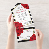 シックモダンラ結婚ックス実在の金箔プレス オールインワン招待状 (切り取り部)