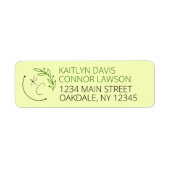 シックモダンリーフモノグラム結婚ズ差出人住所 ラベル (正面)