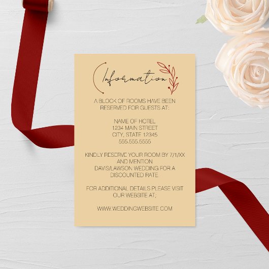 シックモダンリーフモノグラム結婚ズ エンクロージャーカード