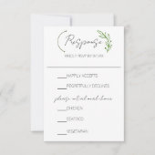 シックモダンリーフモノグラム結婚ズ 出欠カード (正面)