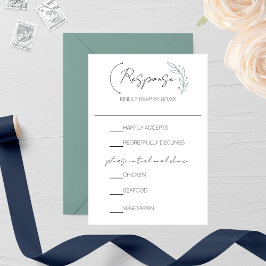 シックモダンリーフモノグラム結婚ズ 出欠カード