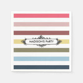 シックモダンレインボーストライプパーティー名 スタンダードカクテルナプキン