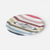 シックモダンレインボーストライプパーティー名 ペーパープレート (アングル)