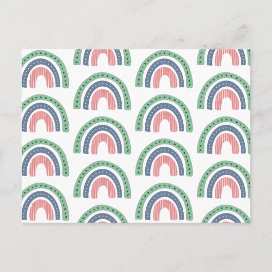 シックモダンレインボー写真誕生のお知らせ インビテーションポストカード (裏面)