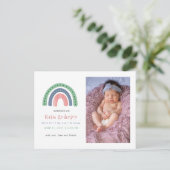 シックモダンレインボー写真誕生のお知らせ インビテーションポストカード (スタンド正面)