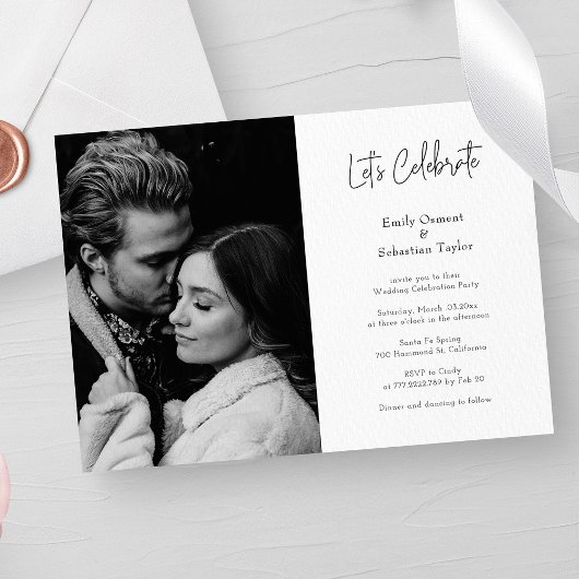 シックモダンレッツ祝ウェディングレセプションのみ 招待状