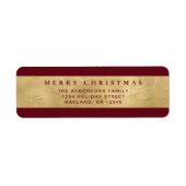 シックモダンレッドと金ゴールドフェイクメリークリスマスラ ラベル (正面)