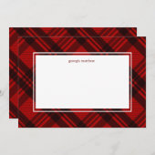 シックモダンレッドジンジャムプレイドノートカード 招待状 (正面/裏面)