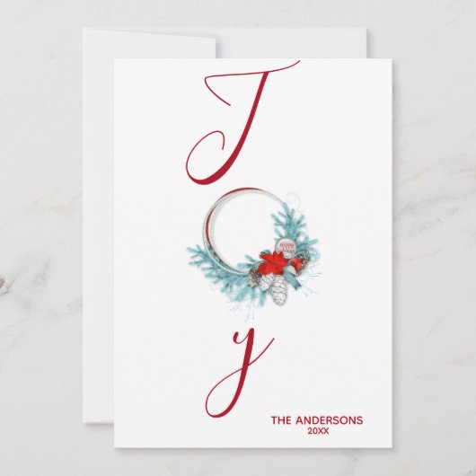 シックモダンレッドパインリースジョイホリデイ シーズンカード (正面)