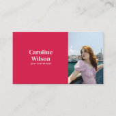 シックモダンレッドプロフェッショナル写真ガーリー 名刺 (正面)