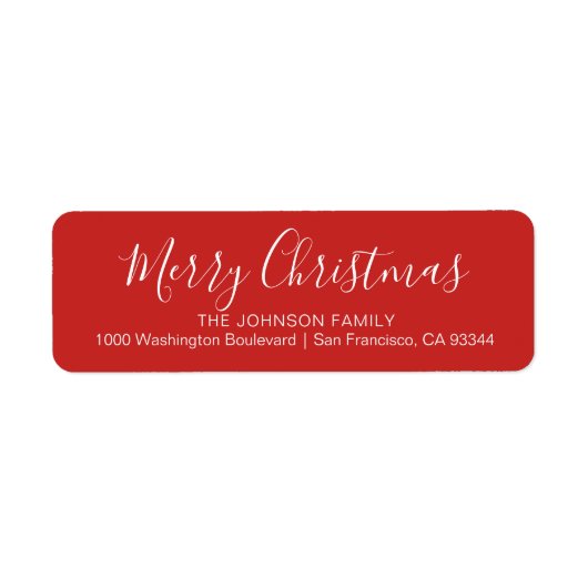 シックモダンレッドホリデークリスマス差出人住所 ラベル (正面)