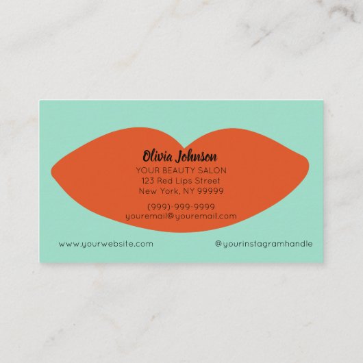 シックモダンレッドリップビューティシアンミントミニマルメント 名刺 (裏面)