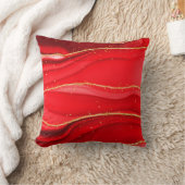 シックモダンレッド抽象芸術波金ゴールドグリッタースパークル クッション (ブランケット)