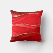 シックモダンレッド抽象芸術波金ゴールドグリッタースパークル クッション (裏面)