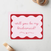 シックモダンレッド&ピンクトレンディーブライドメイド提案 ノートカード (正面/裏面インサイチュ)