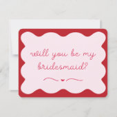 シックモダンレッド&ピンクトレンディーブライドメイド提案 ノートカード (正面)
