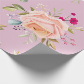 シックモダンレッド、ピンクフローラ ラッピングペーパー (角)