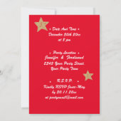 シックモダンレッド、ホワイト&金ゴールドスターズGroovyパーティー 招待状 (裏面)