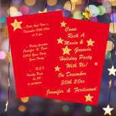 シックモダンレッド&金ゴールドスターズグルービーホリデーパーティー 招待状