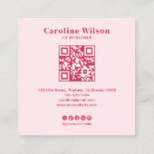 シックモダンレッドQRコードフォトガーリー スクエア名刺 (裏面)