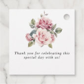 シックモダンロエレガントンロマンチックなピンク結婚ローズ フェイバータグ (裏面)