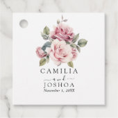 シックモダンロエレガントンロマンチックなピンク結婚ローズ フェイバータグ (正面)