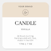 シックモダンロゴVanilla Candle製品ラベル スクエアシール (正面)