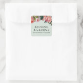 シックモダンワイドストライプバラとミントグリーン スクエアシール (バッグ)