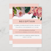 シックモダンワイドストライプバラw披露宴招待状 招待状 (正面/裏面)