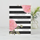 シックモダンワイドストライプフローラピンク牡丹 招待状 (スタンド正面)