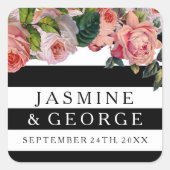 シックモダンワイドストライプヴィンテージバラフローラ スクエアシール (正面)