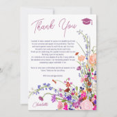 シックモダンワイルドフラワースクリプかわいらしト卒業 サンキューカード (正面)