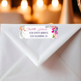 シックモダンワイルドフラワースクリプかわいらしト卒業 ラベル