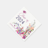 シックモダンワイルドフラワースクリプトクラス卒業 スタンダードカクテルナプキン (角)